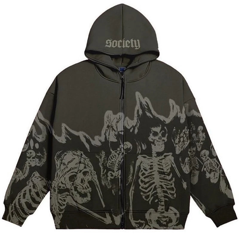 Nueva sudadera con capucha y calavera Y2K